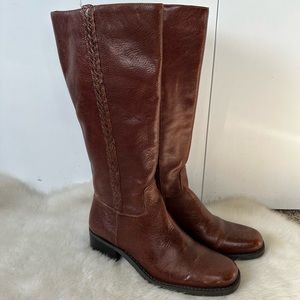 Nicole Tall Knee High Zip-Up Brown Leather Boots